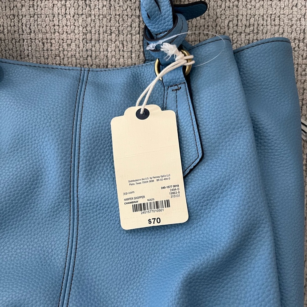 St Johns Bay New with Tags Blue Leather Tote Bag - Picture 4 of 10